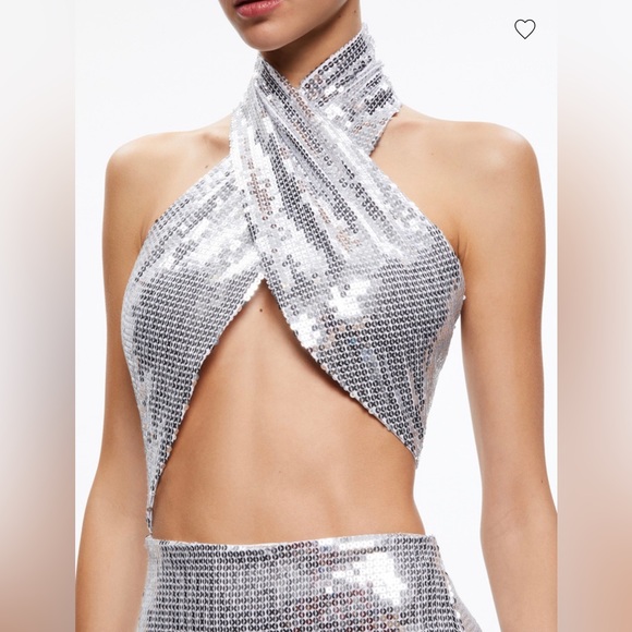 Alice + Olivia May Halter Neck Sequin Gown - Picture 6 of 12